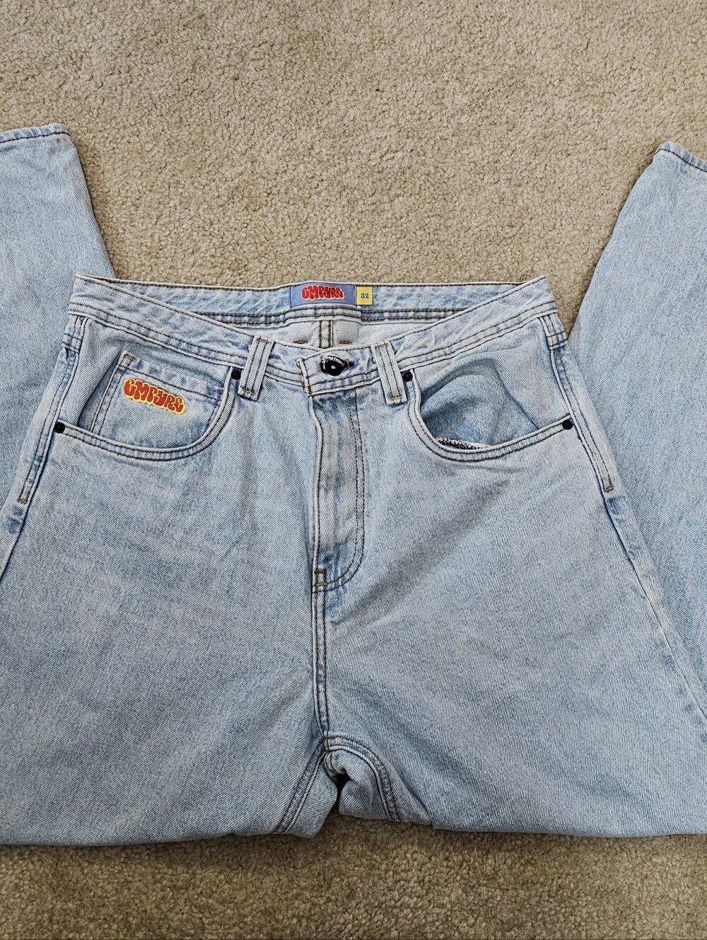 Empyre Skate Jeans Light Wash Baggy Loose Fit Denim Size 32